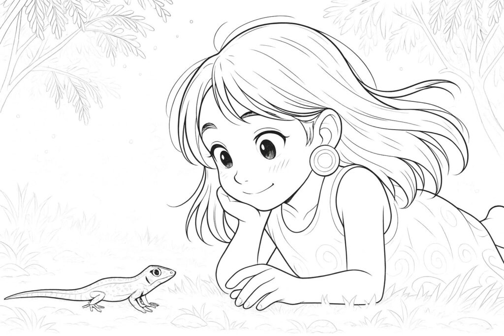 Tsuvet playing with lizard